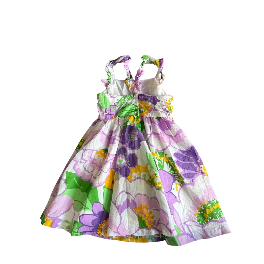 Janie & Jack Floral Ruffle Sun Dress Purple White Green Yellow Fit Flare 6 - Picture 2 of 3
